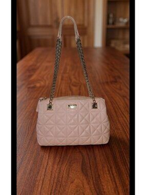 Kate Spade Leather Pink Quilted Classic Feminine Quiet Luxury Shoulder Chain Bag